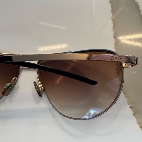 Dolce & Gabbana Gold and Brown Aviator Sunglasses with Gem Decal - Picture 5 of 8